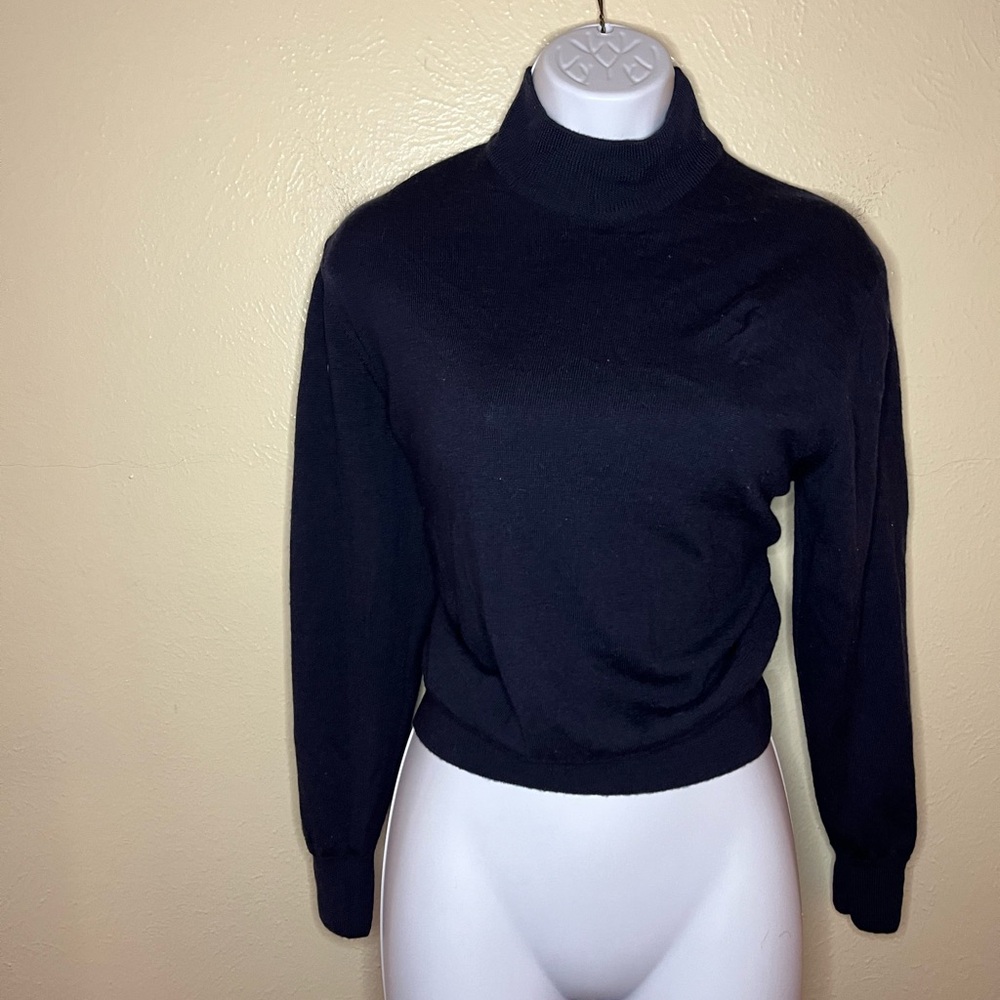 100% wool Woolmark navy Turtleneck Slim-Fit Sweater